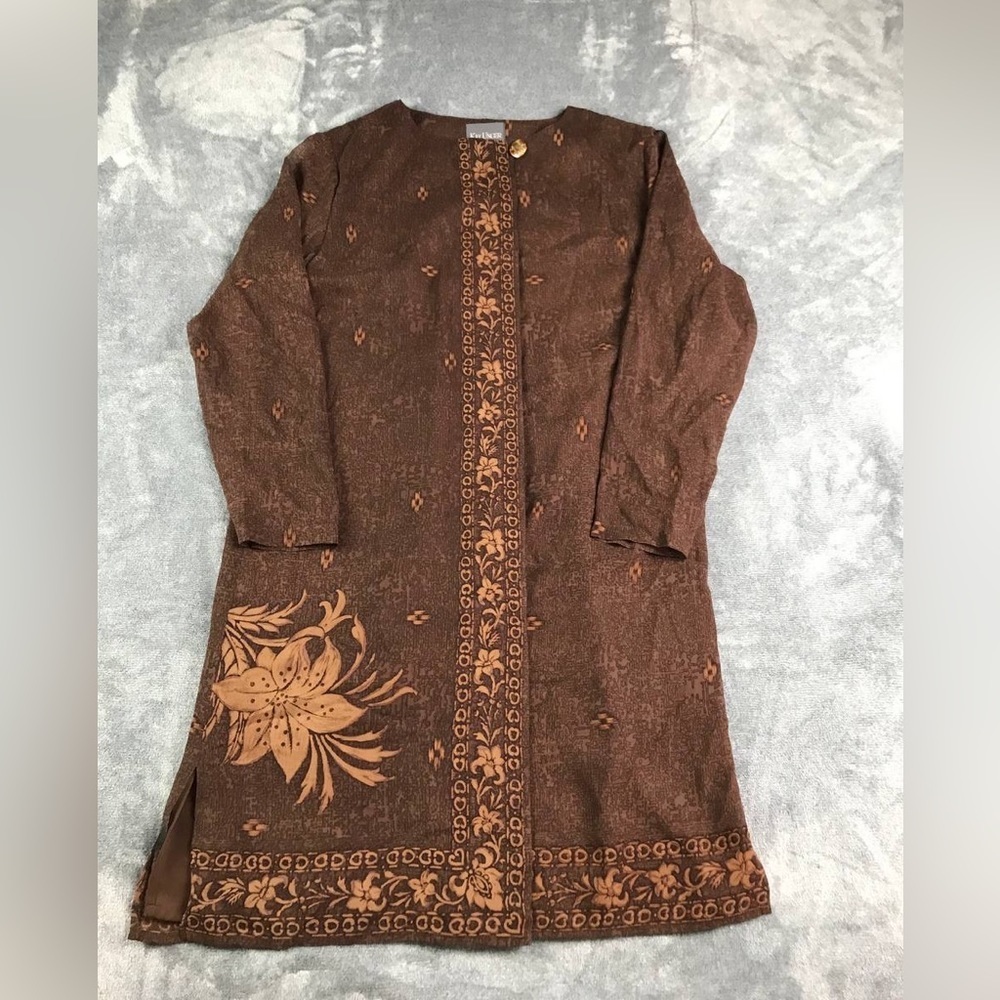 NWOT Kay Unger 100% silk batik duster size 12